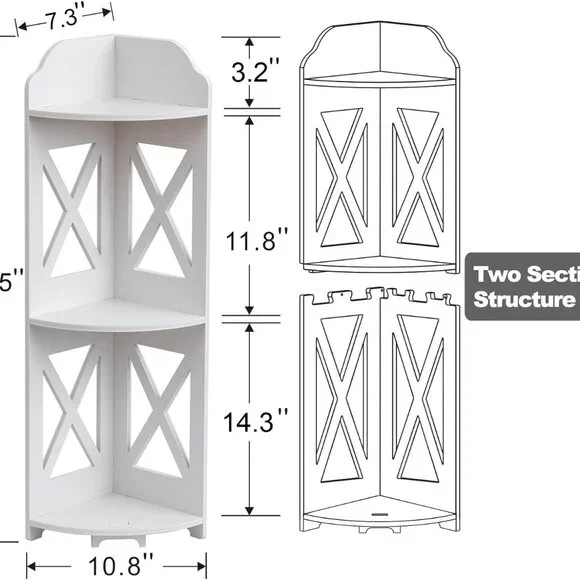 Corner Shelf Stand, Storage Organizer Great for Bathroom, Corner Shelf